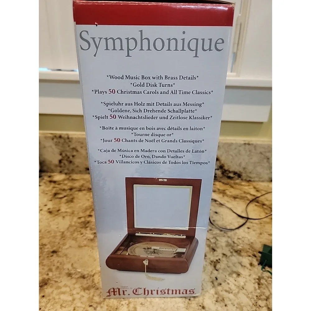Mr. Christmas Symphonique Music Box 50 Songs Wood & Brass w/ Original Box Tested